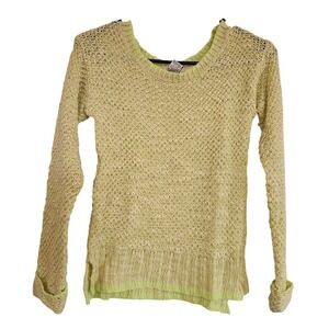 Cool Attitude Lime Green Knit Sweater Long Sleeve Pullover Women's XS